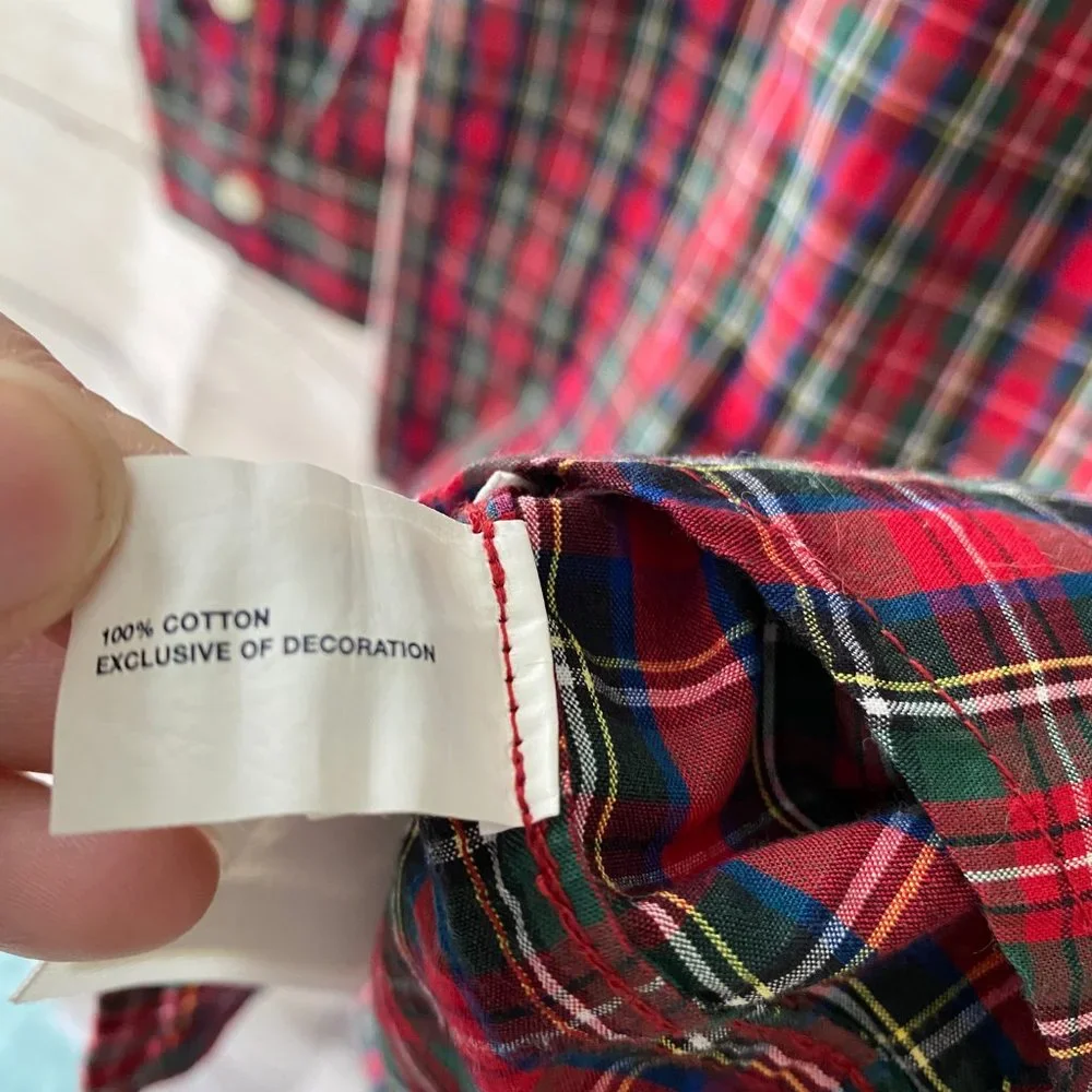 GAP Kids Boys L Red Plaid Button Down Shirt Long Sleeve Cotton Large